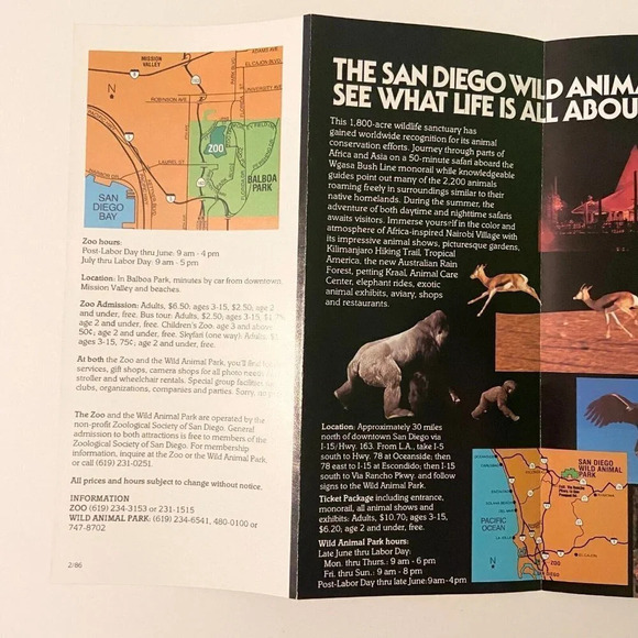 Vintage Lot of 6  San Diego Brochures Park Zoo Hotel Museum Pamphlets - Picture 15 of 16